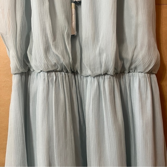Elizabeth & James | NWOT Kenji Silk Blouson Mini Dress Tie Neck Dew Size S - Picture 8 of 12